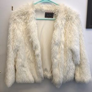 Pearly white faux fur coat